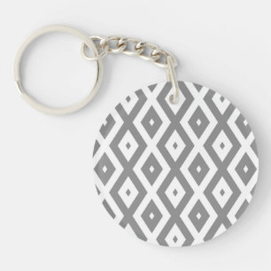 Porte-clefs Motif de diamants gris et blanc