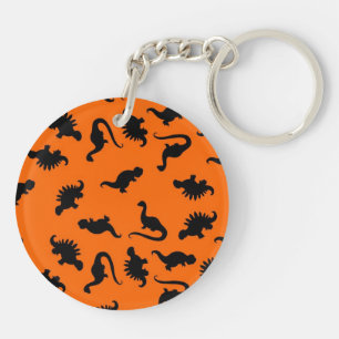 Porte-clefs Motif de dinosaure mignon sur orange