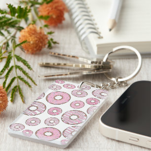 Porte-clefs Motif De Donuts, Donuts Roses, Saupoudrages