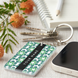 Porte-clefs Motif de feuille, feuilles vertes, votre nom