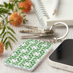 Porte-clefs Motif de feuille, motif de feuilles, feuilles vert