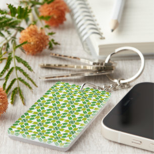 Porte-clefs Motif de feuille, motif de feuilles, feuilles vert