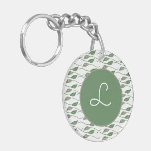 Porte-clefs Motif de feuilles botaniques dessiné à la main   