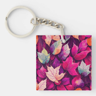 Porte-clefs Motif de feuilles d'automne colorées
