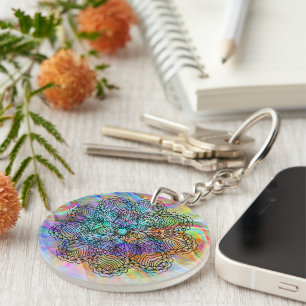 Porte-clefs Motif de fleur mandala chic bohème coloré