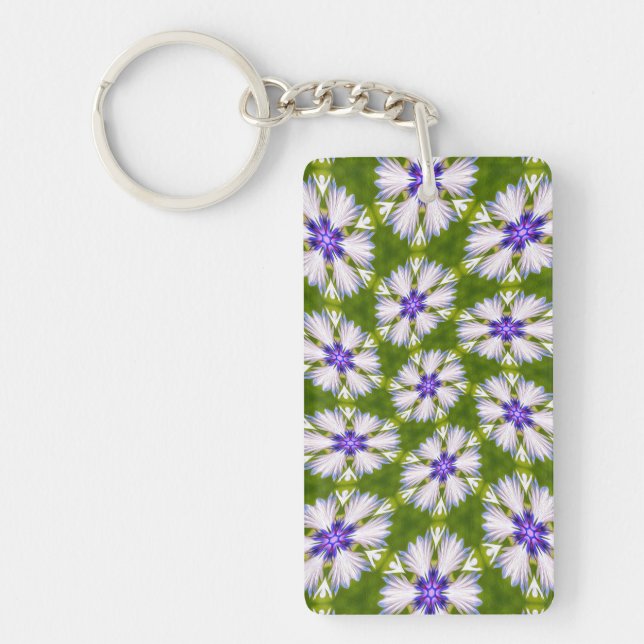 Porte-clefs Motif de fleurs blanches (Devant)