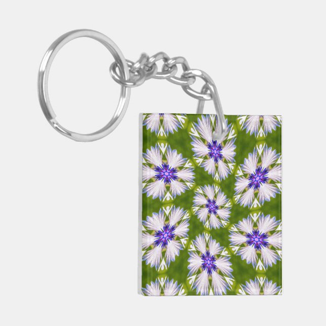Porte-clefs Motif de fleurs blanches (Devant gauche)