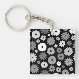 Porte-clefs Motif de fleurs monochromes
