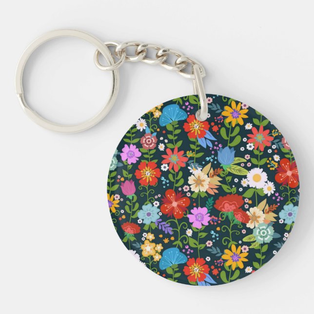 Porte-clefs Motif de fleurs sans soudure Ditsy-13554 (Devant)