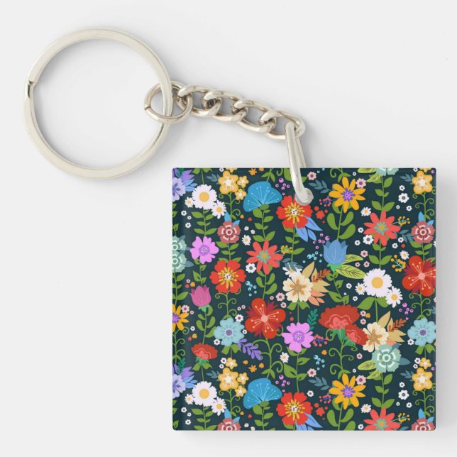 Porte-clefs Motif de fleurs sans soudure Ditsy-13554 (Devant)