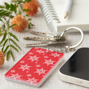 Porte-clefs Motif de flocon de neige, Flakes blancs, Neige, Ro