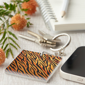 Porte-clefs Motif de fourrure à rayures de tigre