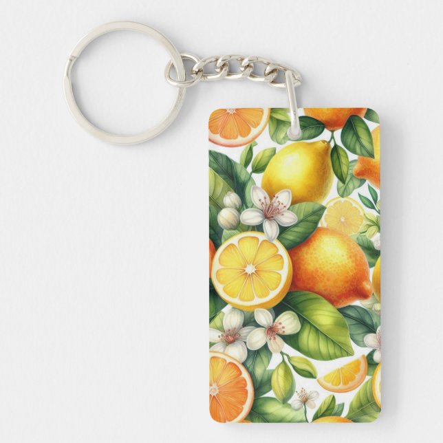 Porte-clefs Motif de fruits d'agrumes à l'aquarelle (Devant)