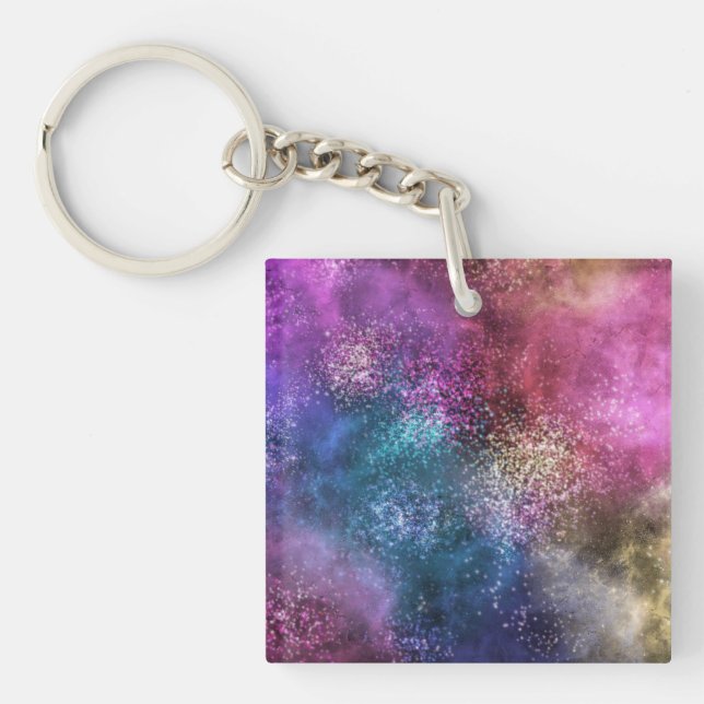 Porte-clefs Motif de galaxie coloré (Devant)