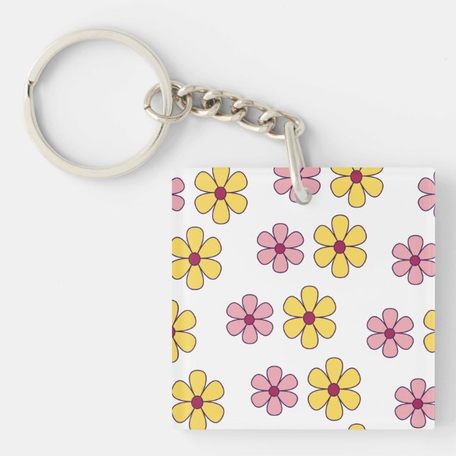 Porte-clefs Motif de grandes fleurs mignonnes (Devant)