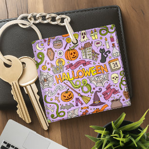 Porte-clefs Motif de gribouillis d'Halloween mignon