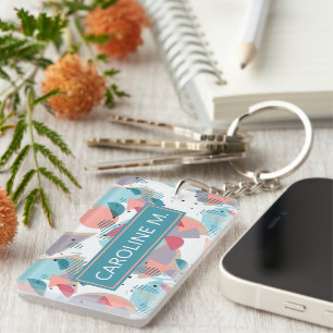 Porte-clefs Motif de hanche géométrique Abstrait personnalisé