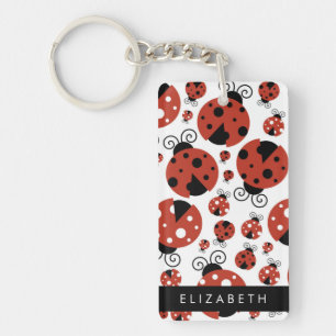 Porte-clefs Motif De Ladybugs, Red Ladybugs, Votre Nom