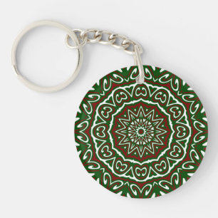 Porte-clefs Motif de mandala de Noël groovy maximaliste orné
