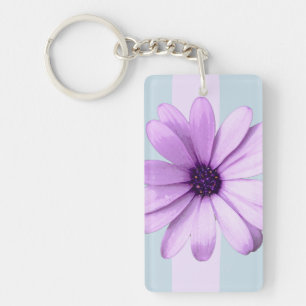 Porte-clefs Motif de marguerite bleue et violette