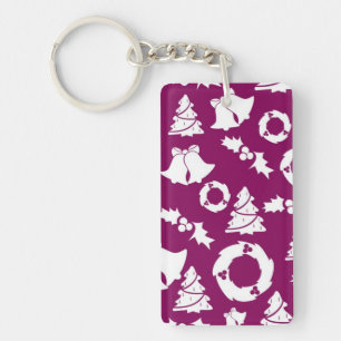 Porte-clefs Motif de Noël pourpre