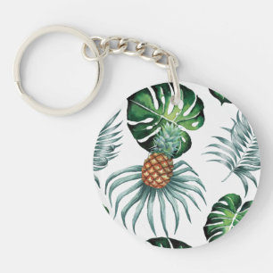 Porte-clefs Motif de palmier de jungle à l'aquarelle tropicale