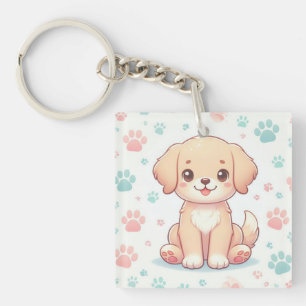 Porte-clefs Motif de patte de chiot pastel Kawaii