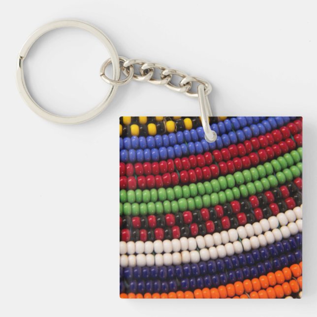 Porte-clefs Motif de perles tribales Massai (Devant)