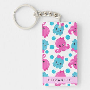 Porte-clefs Motif de pieuvre, Pieuvre mignonne, Mer, Votre Nom