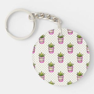 Porte-clefs Motif de point succulent de polka d'aquarelle
