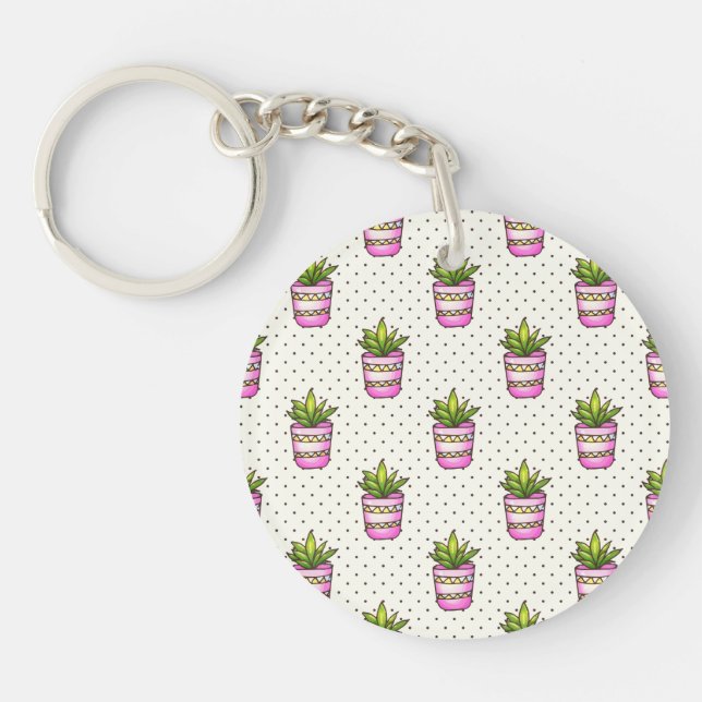 Porte-clefs Motif de point succulent de polka d'aquarelle (Devant)