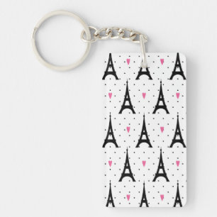 Porte-clefs Motif de pois et de coeurs de Tour Eiffel