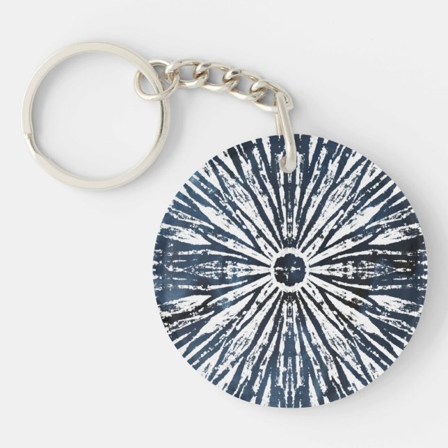 Porte-clefs Motif de radial d'encre d'indigo (Devant)