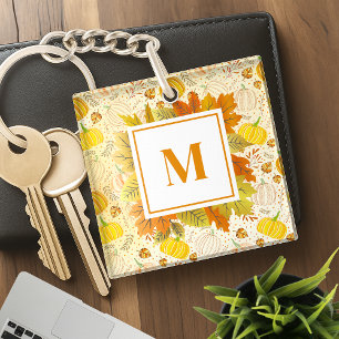 Porte-clefs Motif de récolte de citrouilles d'automne