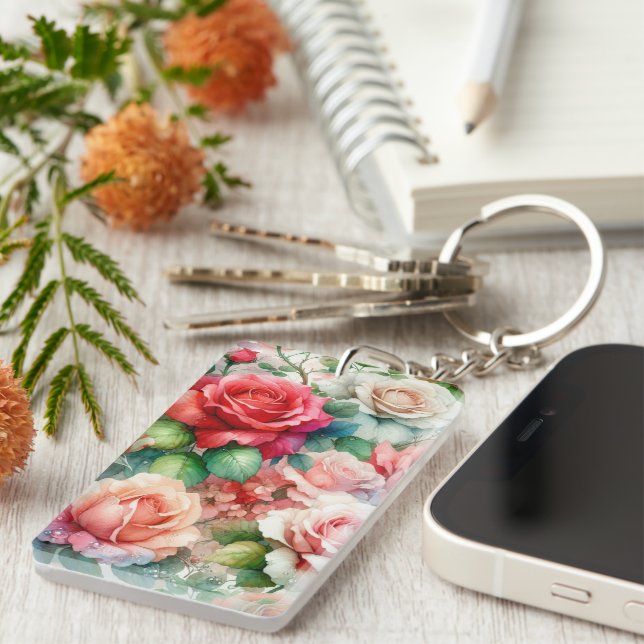 Porte-clefs Motif de Rose lunatique (Devant droit)