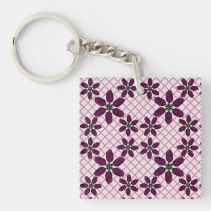 Porte-clefs Motif de rose violette foncée — Flore élégante de