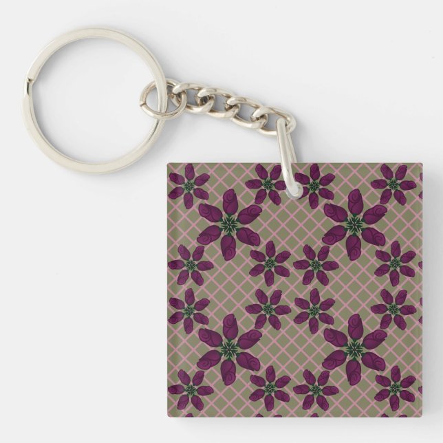 Porte-clefs Motif de rose violette foncée — Flore élégante de  (Devant)