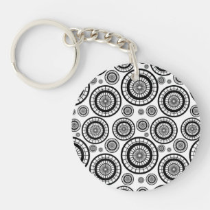 Porte-clefs Motif de roue répétitive noir et blanc