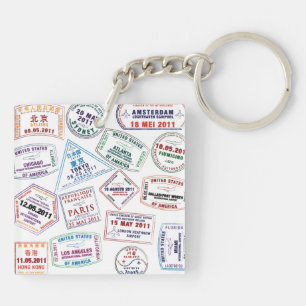Porte-clefs Motif de tampon de passeport Imprimer