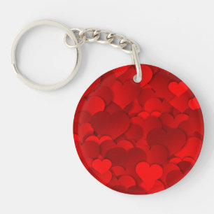 Porte-clefs Motif de texture de cœurs d'amour rouge romantique