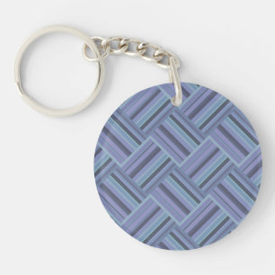 Porte-clefs Motif de tissage en diagonale gris bleu