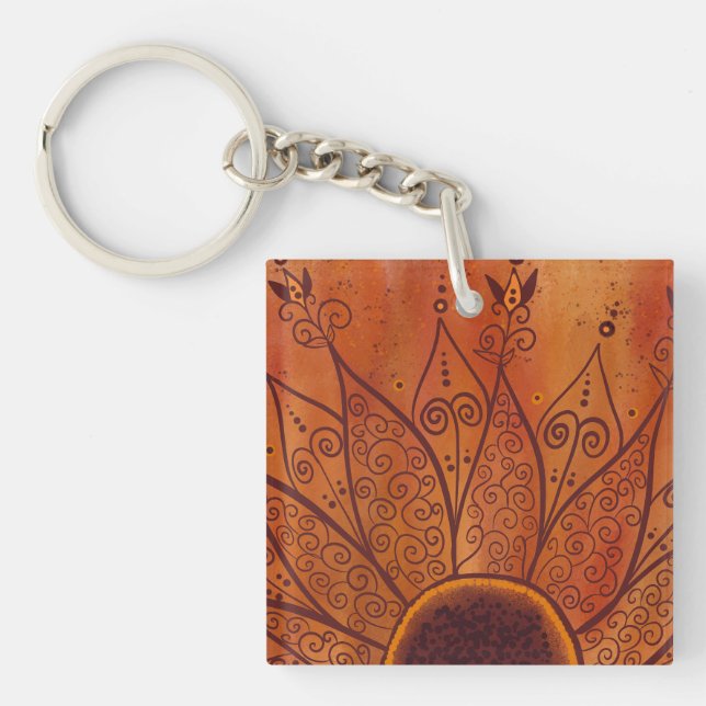 Porte-clefs Motif de tournesol Abstrait (Devant)
