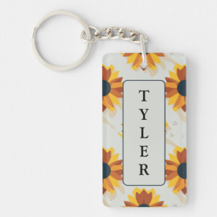 Porte-clefs Motif de tournesol de style géométrique