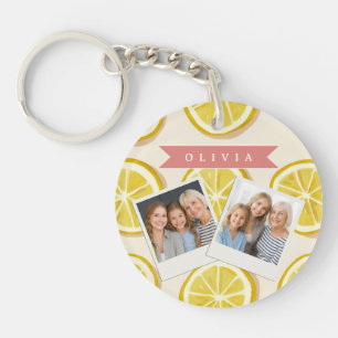 Porte-clefs Motif de tranche de citron frais personnalisé Lumi