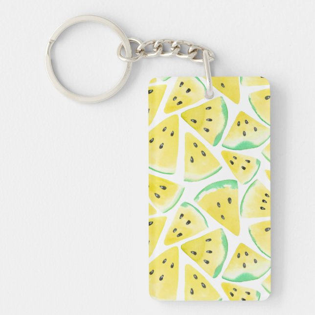 Porte-clefs Motif de tranches de pastèque jaune (Devant)