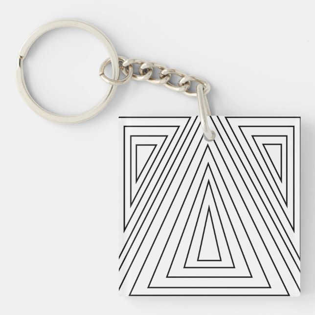 Porte-clefs Motif de triangle concentré noir et blanc (Devant)
