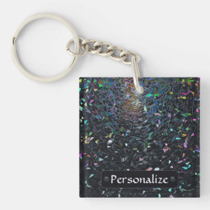 Porte-clefs Motif de verre teinté abstrait iridescent personna