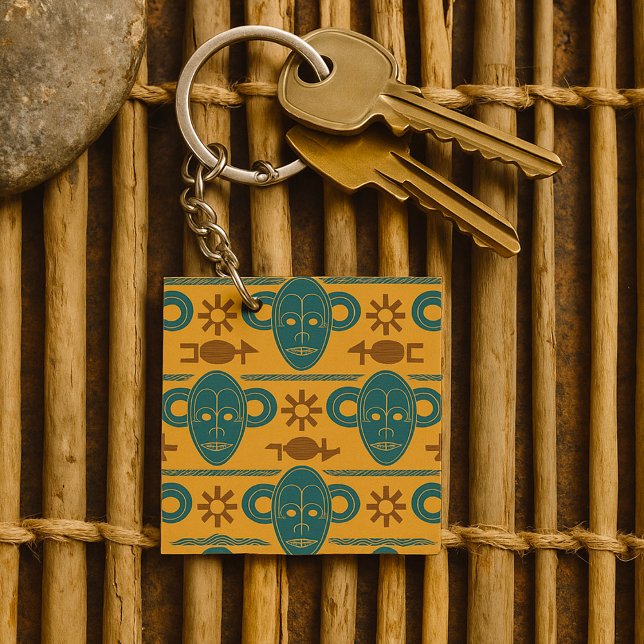 Porte-clefs Motif de visage ethnique africain Masque tribal (Créateur téléchargé)
