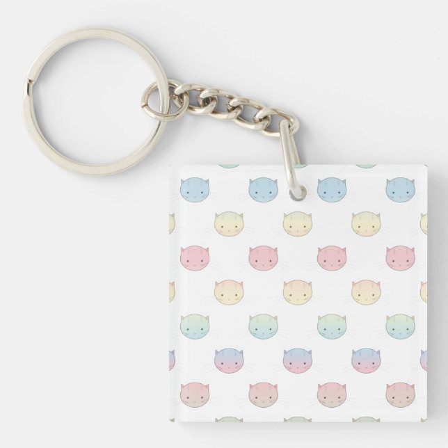 Porte-clefs Motif de visages de chatons pastel mignons (Devant)