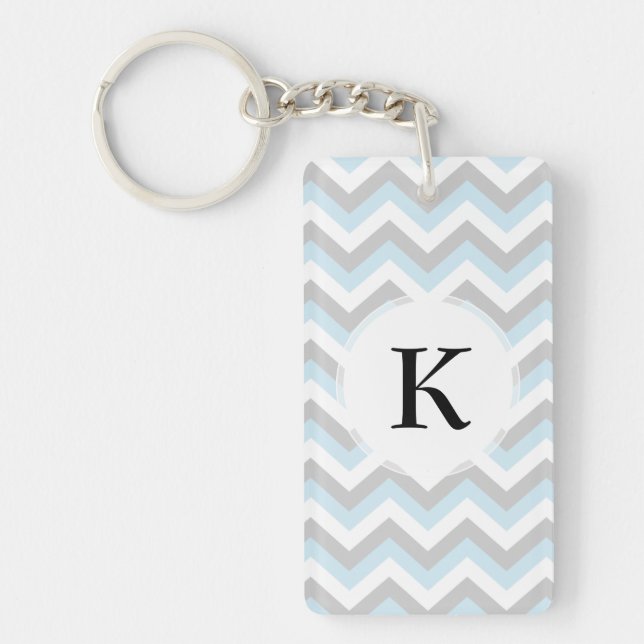 Porte-clefs Motif de zigzag chic de Chevron de turquoise (Devant)